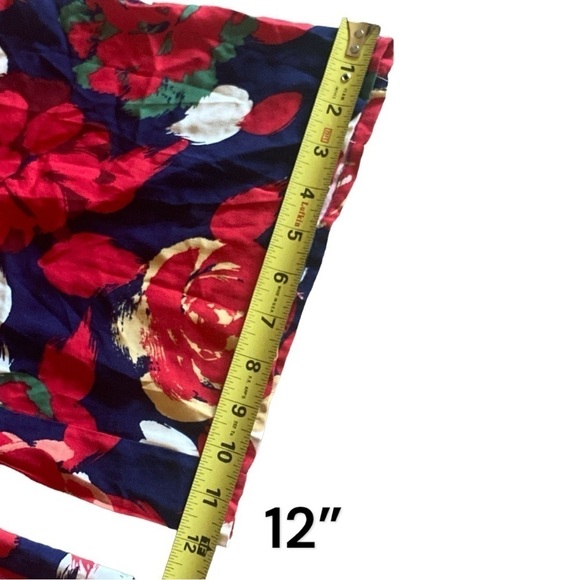 Vintage Printed Wide Leg Red Floral Pants Smocked Waistband Women’s Size Medium - Picture 5 of 7